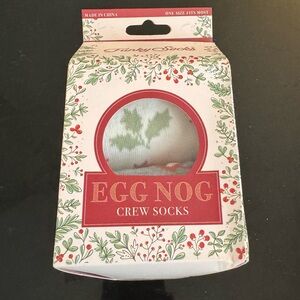 Egg Nog Funky Crew Socks Holiday Winter Themed Socks in Gift Box NWT